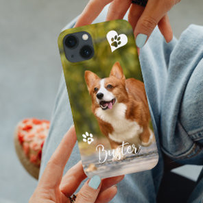 Pet Dog Cat Personalized Photo Template Paw Heart Case-Mate iPhone 14 Case