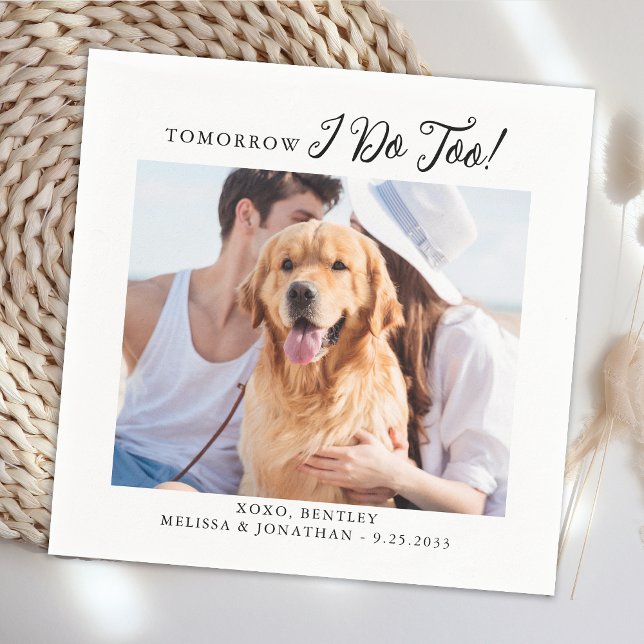 Pet Dog Cat Photo Modern Wedding Rehearsal Dinner Napkins (Creator Uploaded)