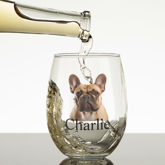 Pet Dog Cat Photo Personalized Stemless Wine Glass (Creator Uploaded)