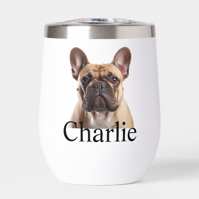 Pet Dog Cat Photo Personalized Thermal Wine Tumbler (Front)