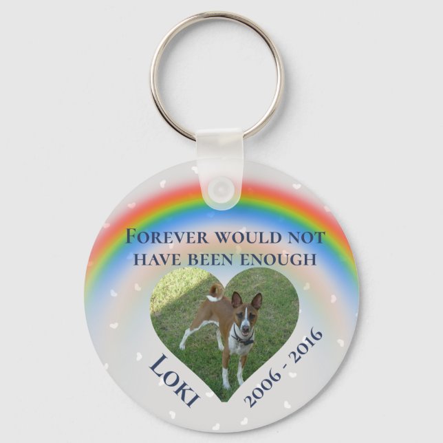 Pet Dog Cat Rainbow Bridge Photo Memorial Keychain (Front)