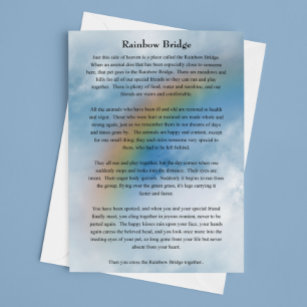 Pet Dog Cat Rainbow Bridge Sympathy Card