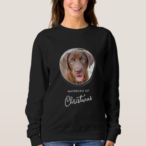 Pet Dog Christmas Personalized Photo Holiday Black Sweatshirt