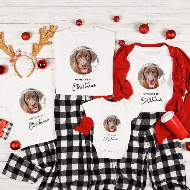Pet Dog Christmas Personalized Photo Holiday T-Shirt (Creator Uploaded)