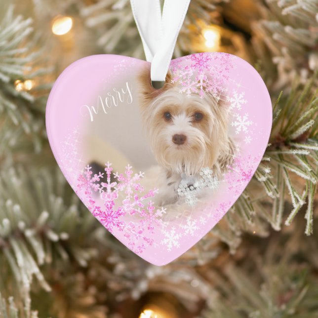 Pet  Dog Christmas Pink Ornament (Tree)