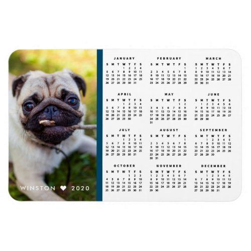 Pet Dog Cute Doggy Photo Calendar 2020 Magnet