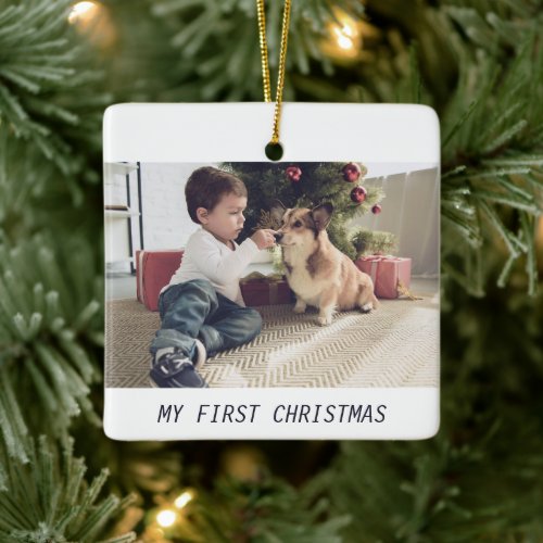  Pet Dog Cute First Christmas Photos Script Ceramic Ornament