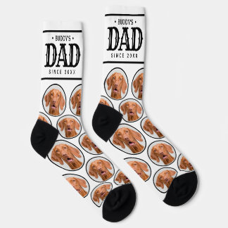 Pet Dog Dad Gift Custom Photo Pattern Black White Socks
