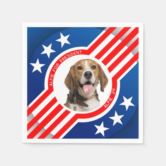 Pet Dog for President Photo USA Elections 2024 Napkins (Front)