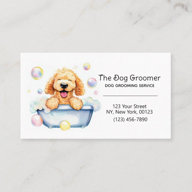Pet Dog Grooming Service Custom Business Card (Front)