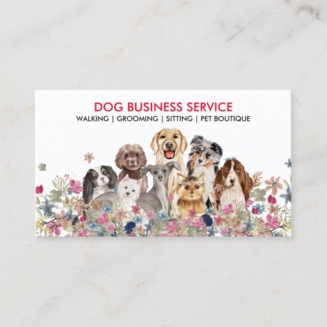 Pet Dog Grooming Walking Sitting Business Card (Front)