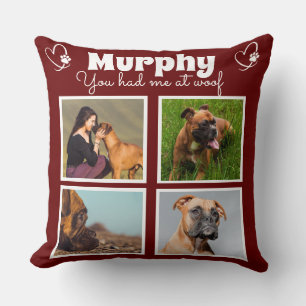 Pet dog lover 4 photo collage customized throw pillow