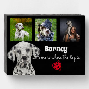 Pet dog lover 4 photo collage wooden box sign