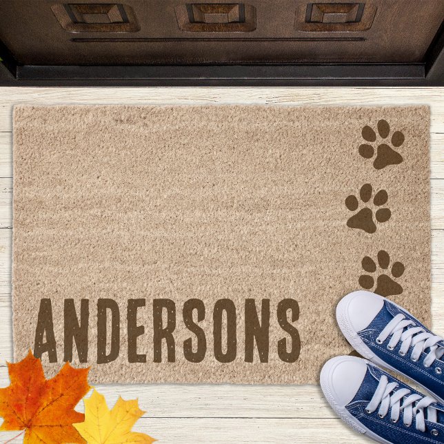 Pet Dog Lover Personalized Paw Prints Entry Coir Fiber Doormat (Creator Uploaded)