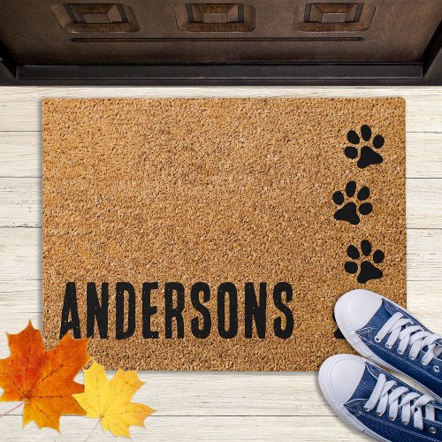 Pet Dog Lover Personalized Paw Prints Entry  Doormat