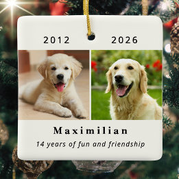 Pet Dog Memorial 2 Photos Personalized Ceramic Ornament
