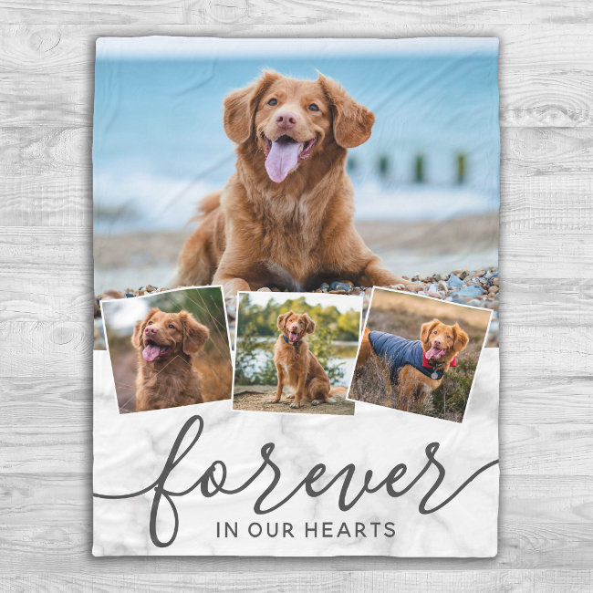 Pet Dog Memorial 4 Photo Collage Fleece Blanket