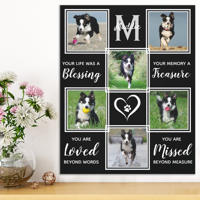Pet Dog Memorial Black 6 Photo Collage Canvas Print (Creator Uploaded)