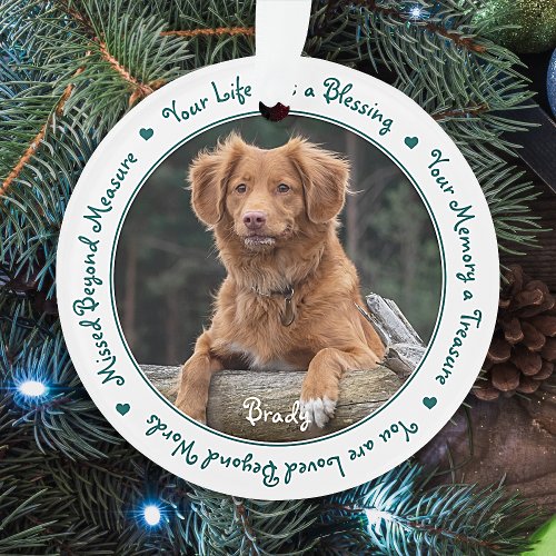 Pet Dog Memorial Christmas Keepsake Photo Ornament