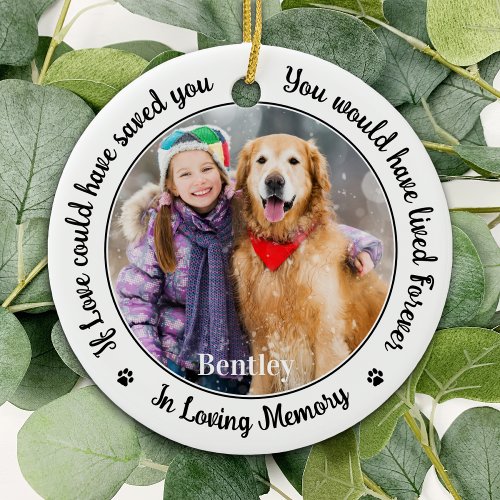 Pet Dog Memorial Custom 2 Photo In Loving Memory Ceramic Ornament