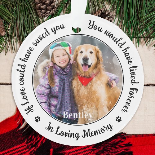 Pet Dog Memorial Custom 2 Photo In Loving Memory Ornament