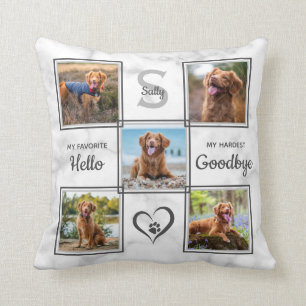 Pet Dog Memorial Favorite Hello Photo Collage Throw Pillow