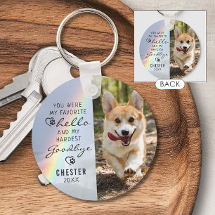 Pet Dog Memorial Favorite Hello Photo Rainbow Keychain