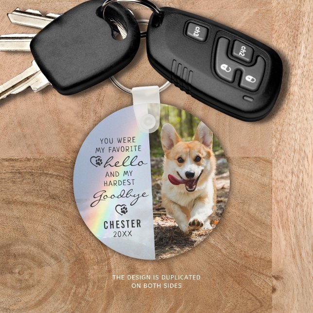 Pet Dog Memorial Favorite Hello Photo Rainbow Keychain (Creator Uploaded)