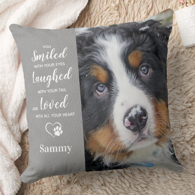 Pet Dog Memorial Gift Pet Loss 2 Photo Throw Pillow (Creator Uploaded)