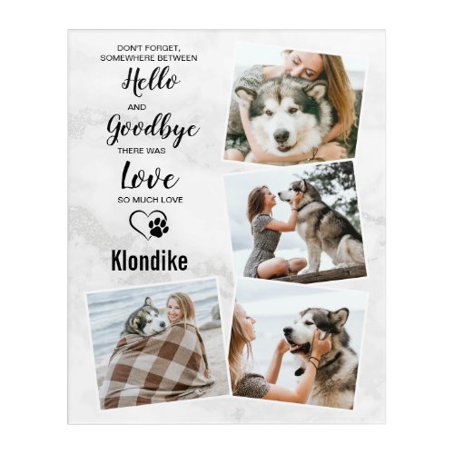 Pet Dog Memorial Hello Goodbye Photo Collage Acrylic Print