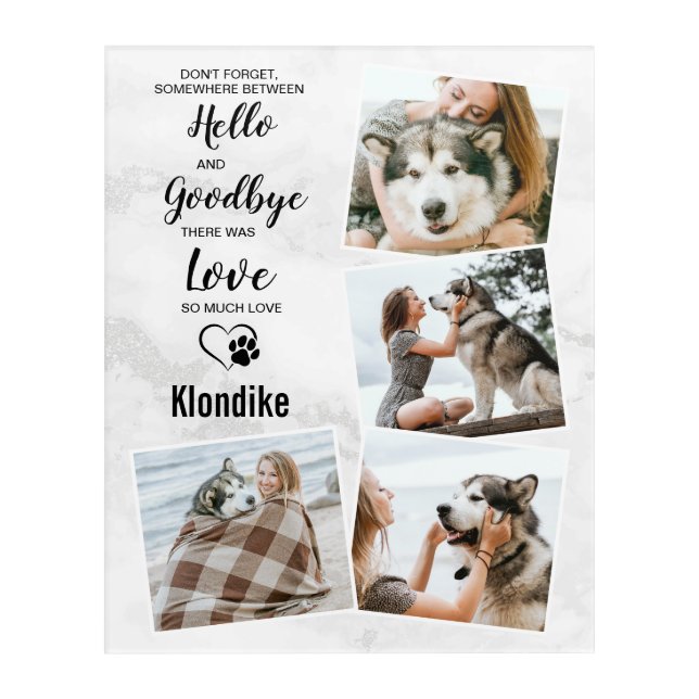 Pet Dog Memorial Hello Goodbye Photo Collage Acrylic Print (Front)