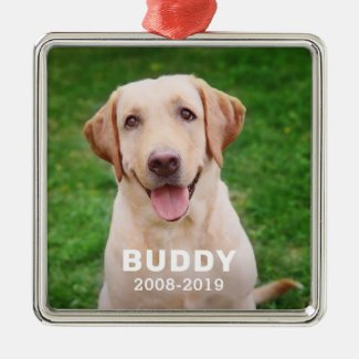 Pet Dog Memorial Holiday Photo Custom Keepsake Metal Ornament