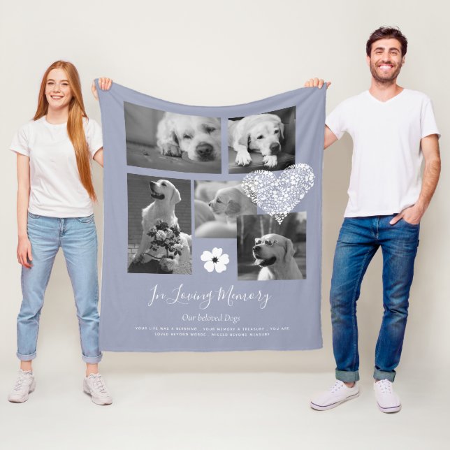 Pet Dog Memorial Keepsake Photo Collage Gift Poem  Fleece Blanket (In Situ)