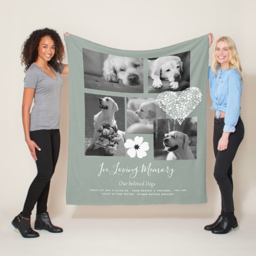 Pet Dog Memorial Keepsake Photo Collage Gift Poem  Fleece Blanket