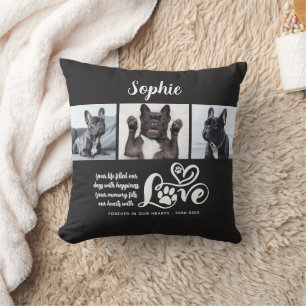 Pet Dog Memorial Keepsake Photo Collage LOVE Throw Pillow