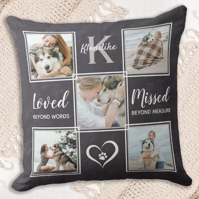 Pet Dog Memorial Keepsake Photo Collage Throw Pillow | Zazzle