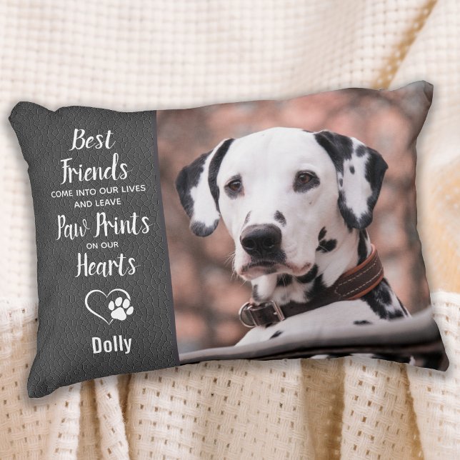 Pet Dog Memorial - Paw Prints on our Hearts Photo Accent Pillow (Creator Uploaded)