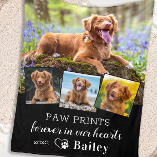 Pet Dog Memorial Personalized 4 Photo Collage Fleece Blanket