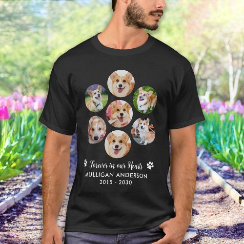 Pet Dog Memorial Personalized 7 Photo Collage T_Shirt