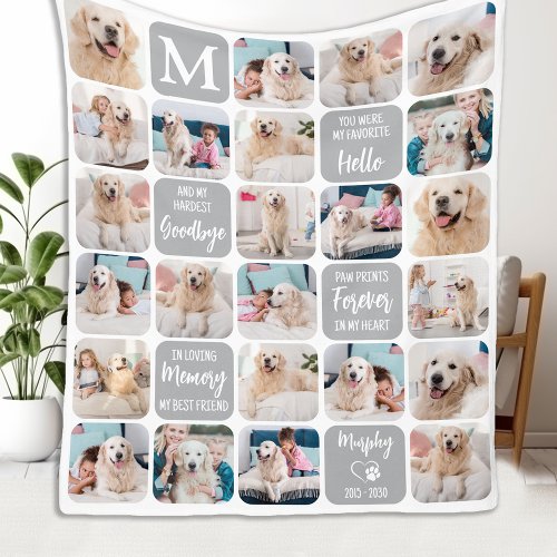 Pet Dog Memorial Personalized Colorful 24 Photos Fleece Blanket