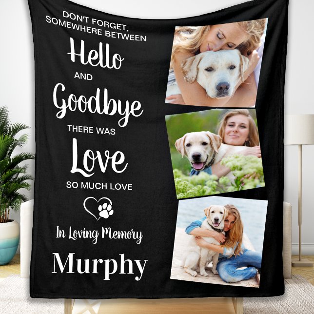 Pet Dog Memorial Personalized Pet Loss 3 Photo Fleece Blanket (Creator Uploaded)
