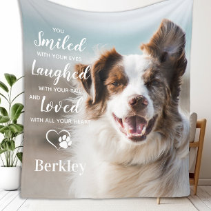 Pet Dog Memorial Personalized Photo Remembrance Fleece Blanket