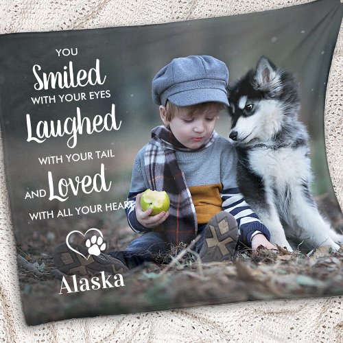 Pet Dog Memorial Personalized Photo Sympathy Fleece Blanket