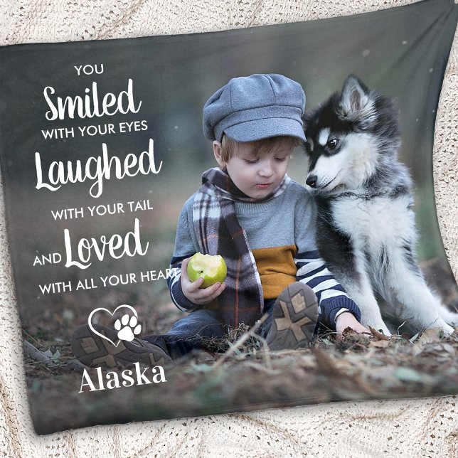 Pet Dog Memorial Personalized Photo Sympathy Fleece Blanket (Creator Uploaded)