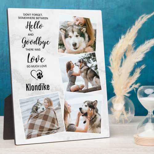 Pet Dog Memorial Pet Loss Keepsake 4 Photo Collage Plaque