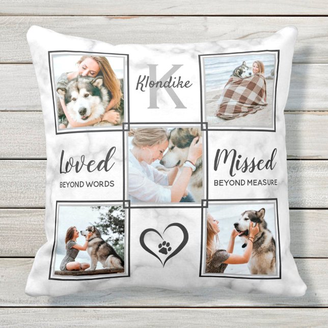 Pet Dog Memorial Pet Loss Keepsake Photo Collage Throw Pillow (Creator Uploaded)