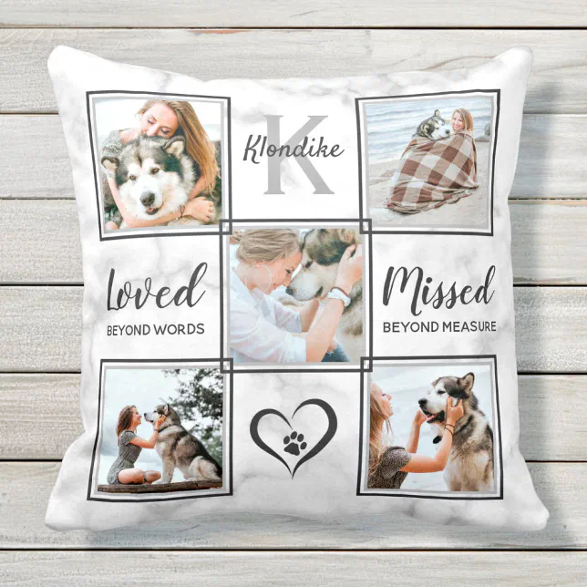 Pet Dog Memorial Pet Loss Keepsake Photo Collage Throw Pillow | Zazzle