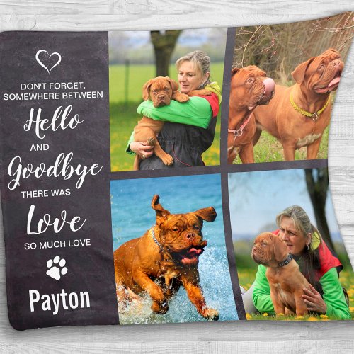 Pet Dog Memorial Pet Loss Photo Collage Fleece Blanket