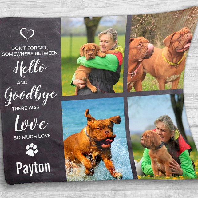 Pet Dog Memorial Pet Loss Photo Collage Fleece Blanket (Creator Uploaded)