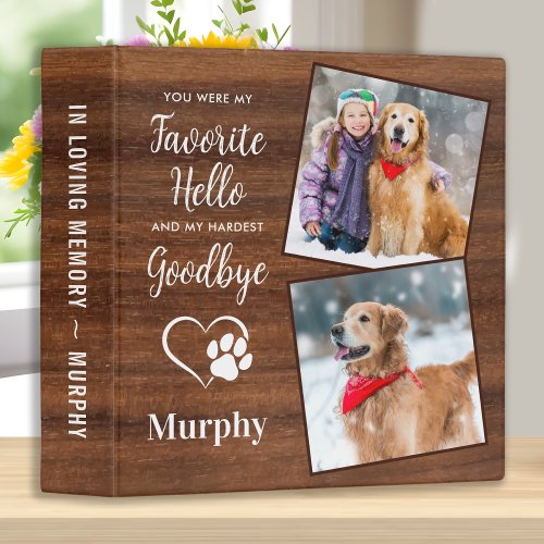 Pet Dog Memorial Photo Album 3 Ring Binder